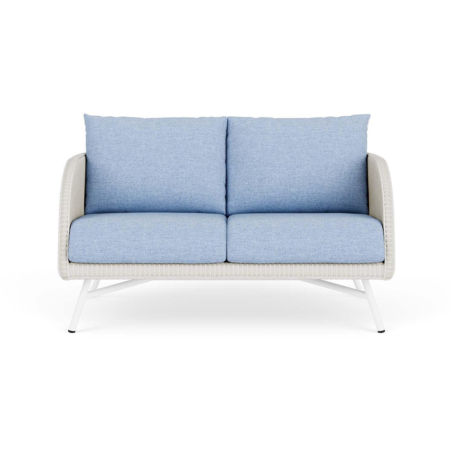 Essence Lloyd Loom Loveseat in Matte White/Demo Skyway by Lloyd Flanders