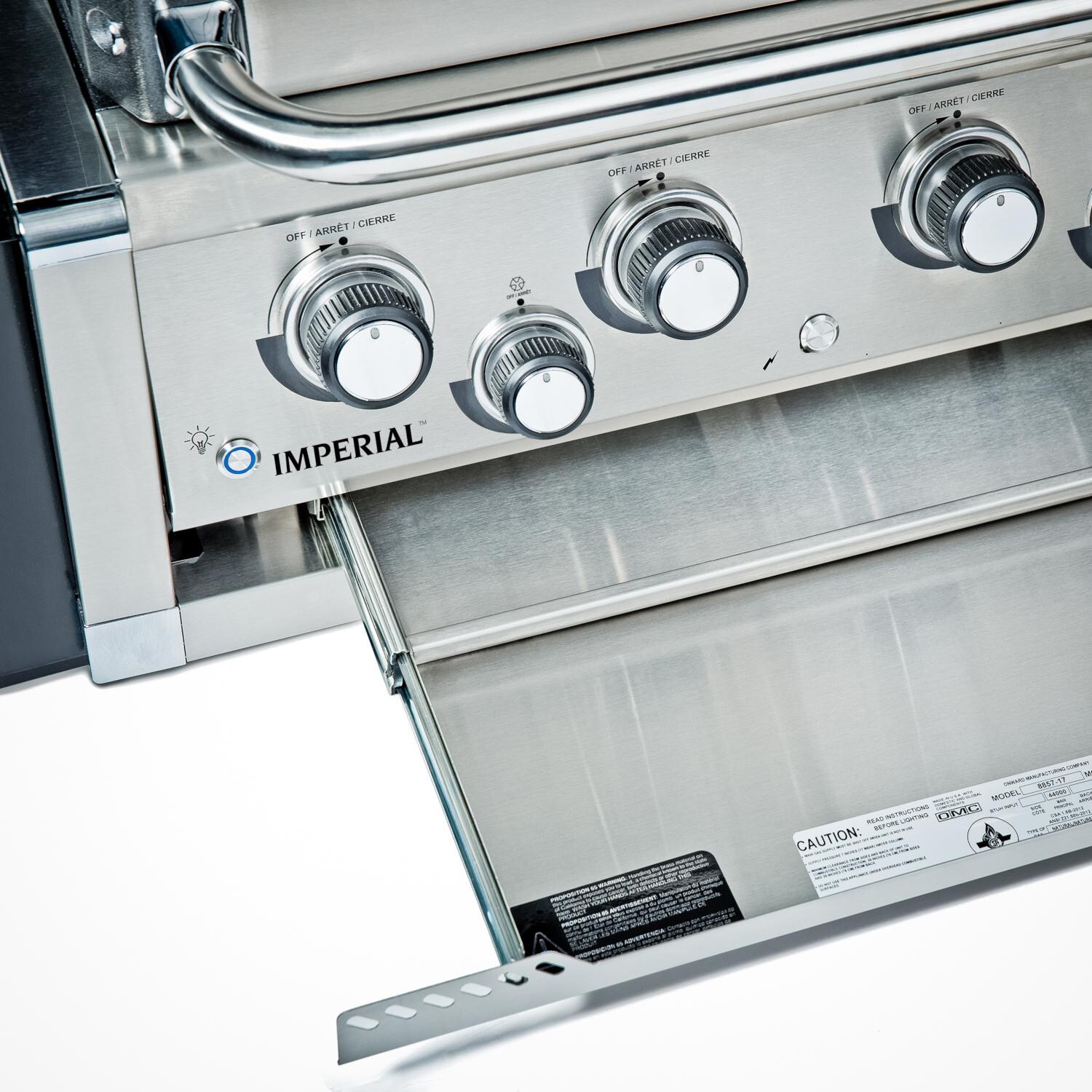 Broil King 957077 Imperial S 670 6-Burner Built-In Natural Gas Grill With Rotisserie - Stainless Steel - Grease Tray thumbnail