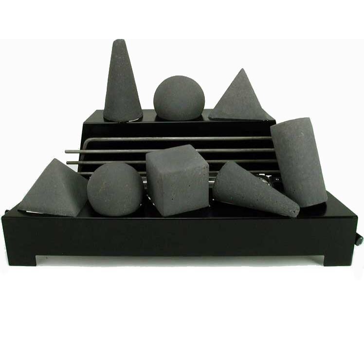 Rasmussen 24-Inch Dark Gray ALTERNA See-Thru FireShape Set With Vent-Free Black Chassis Burner  thumbnail