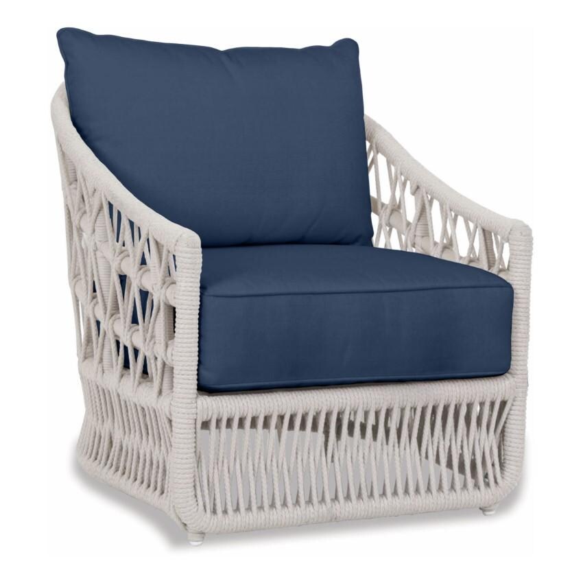 Dana Woven Rope Club Chair w/ Self Welt in Natural/Spectrum Indigo by Sunset West - White Background thumbnail