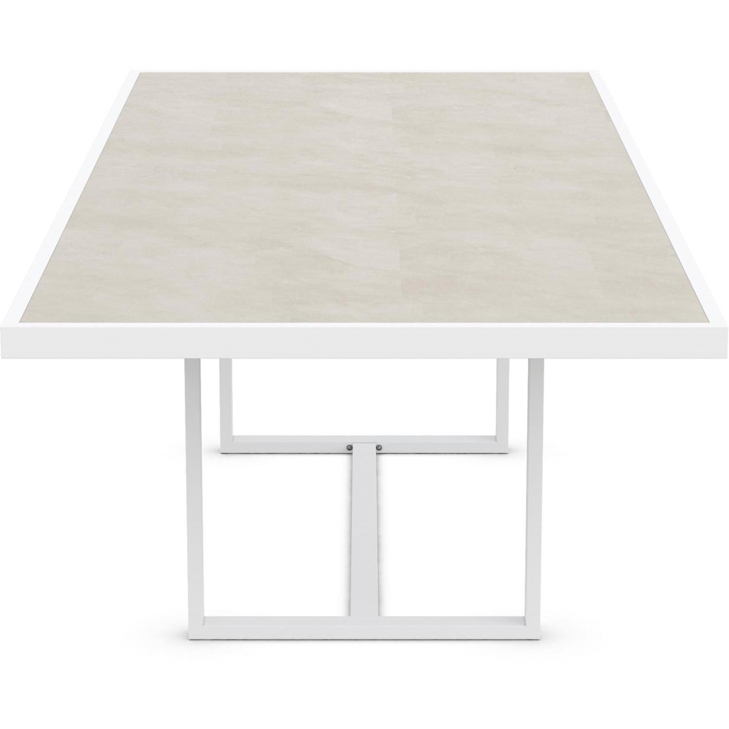Azzurro Living Kamari 96 Inch White Aluminum Dining Table W/ Albarium Dekton Top - Side - White Background thumbnail