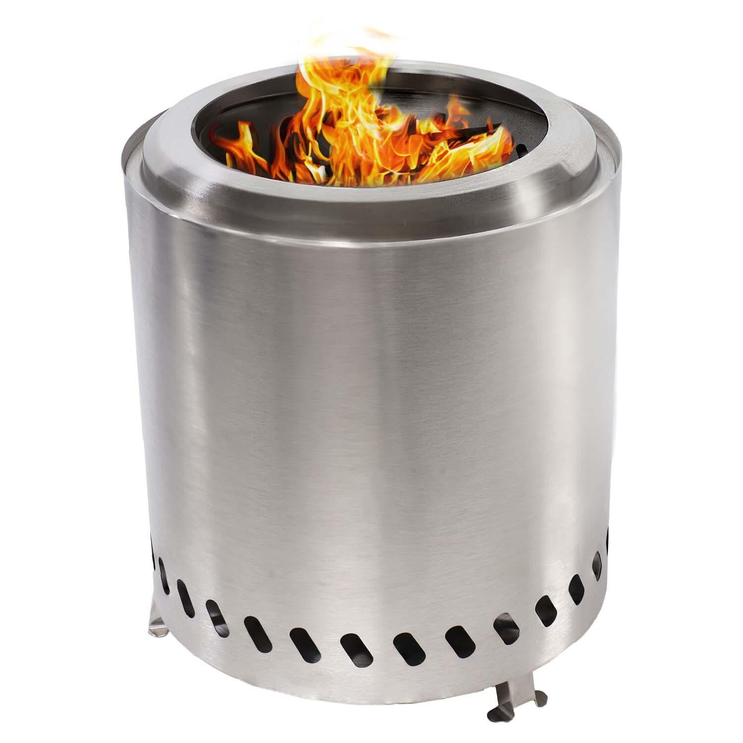 9 Inch Tabletop Smokeless Wood Burning Fire Pit in Stainless Steel By Ultimate Patio - White Background thumbnail