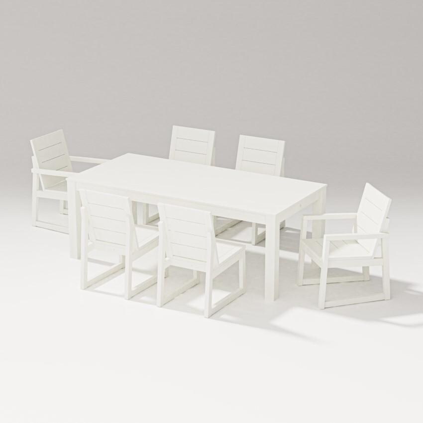 Elevate 7 Pc Parsons Table Dining Set in Vintage White by PW Designer Series - White Background thumbnail