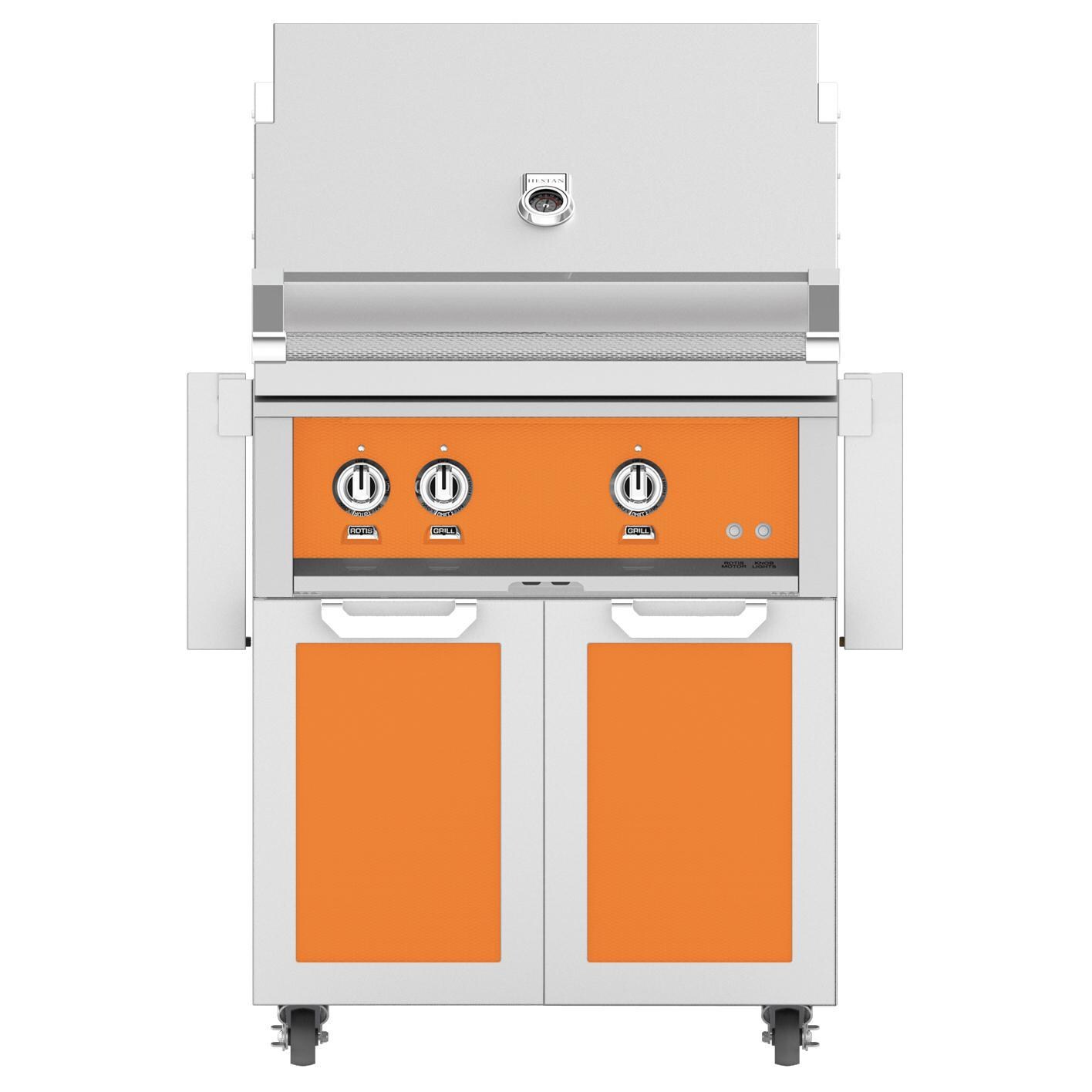 Hestan 30-Inch Natural Gas Grill W/ All Infrared Burners & Rotisserie On Double Door Tower Cart - Citra - GSBR30-NG-OR