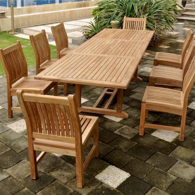 Bahama 9 Piece Teak Patio Dining Set W 77 X 39 Inch Bahama 9 Piece Teak