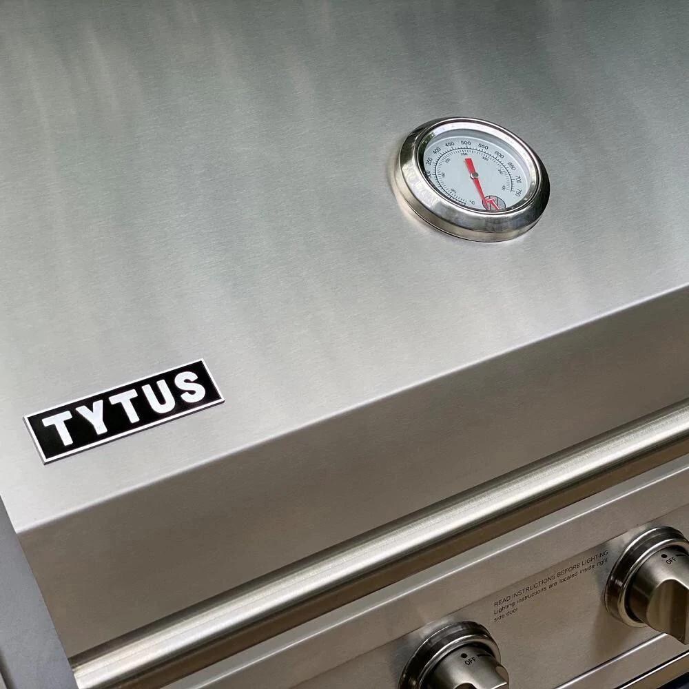 TYTUS TI400PCCLP-3.0.2 Charcoal Grey 4-Burner Natural Gas Grill Island With Sear Burner & Ice Bucket (Ships as Propane with Conversion Fittings) - Lid Detail