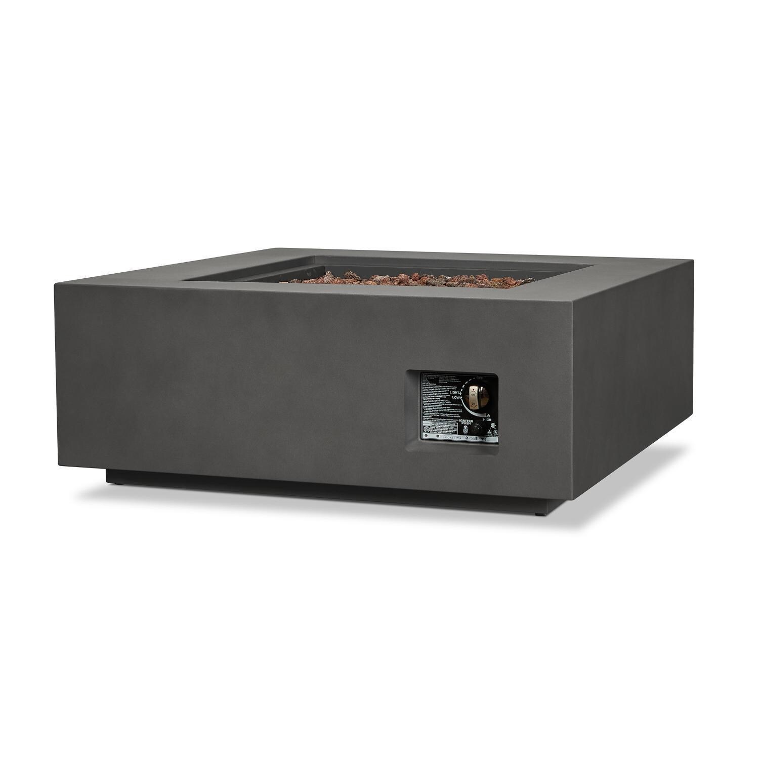 Elysian 3 Pc Powder Coated Steel 36 Inch Square Fire Pit in Weathered Slate by Lakeview - Connections - White Background thumbnail