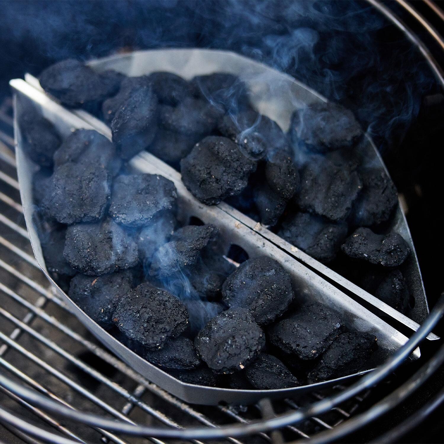 Weber 18501101 Summit 24-Inch Kamado S6 Charcoal Grill Center - Charcoal Basket In Use - Charcoal Insert - Detail thumbnail