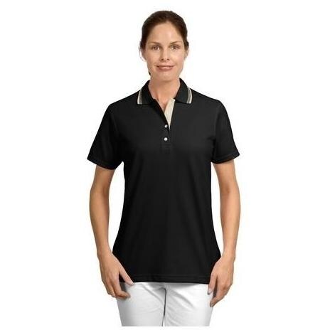 Port Authority Signature - Ladies Rapid Dry Sport Shirt With Contrast Trim XXL - Jet Black/Stone - Moisture Control