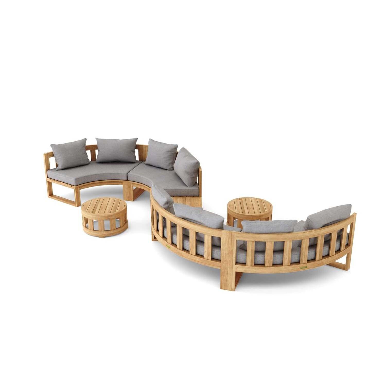 St. Charles 8 Person Teak S-Shaped Seating Set in Cast Slate by Lakeview Outdoor Designs - Set - White Background thumbnail