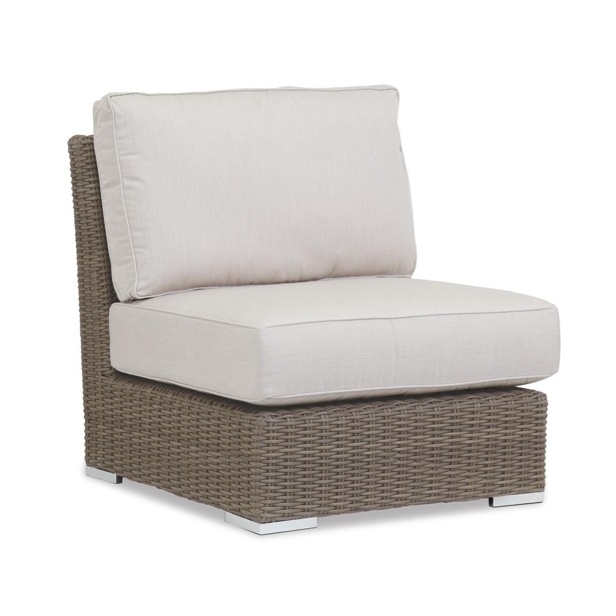 Coronado Wicker Patio Armless Club Chair W/ Sunbrella Canvas Flax Cushions By Sunset West thumbnail