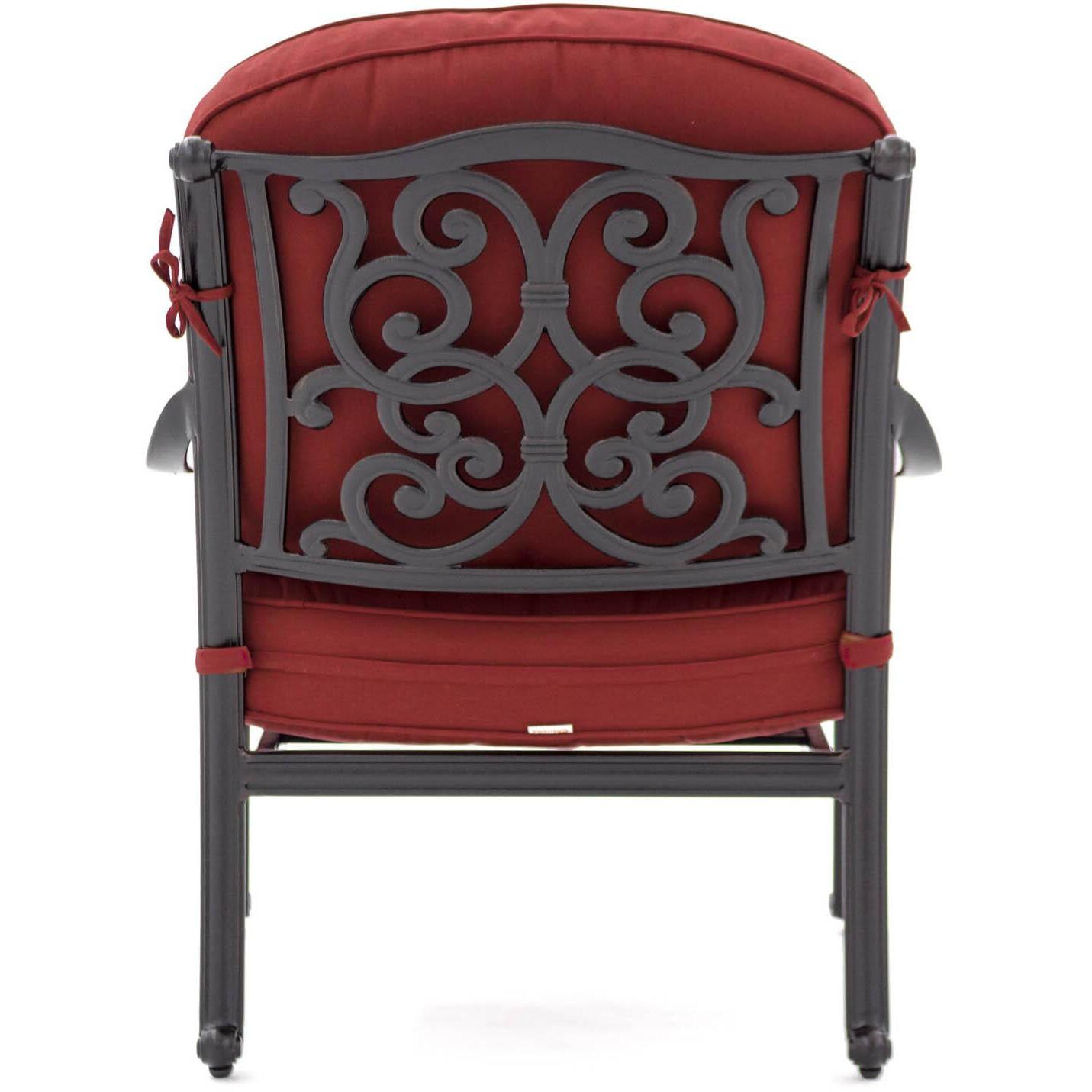 Villa Flora Cast Aluminum Patio Club Chair W/ Sunbrella Canvas Henna Cushions - Back View thumbnail