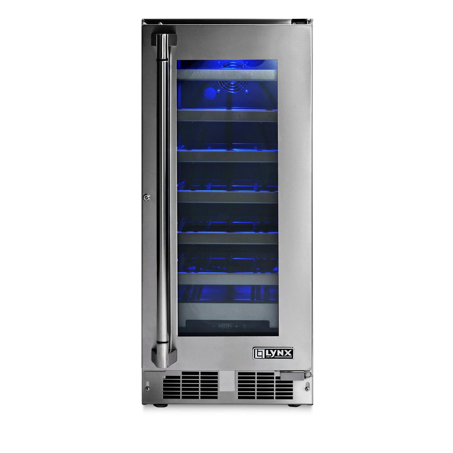 Lynx LN15WINE 15-in 2.7 Cu. Ft. Outdoor Wine Refrigerator w/ Lock - Right Hinge - White Background thumbnail