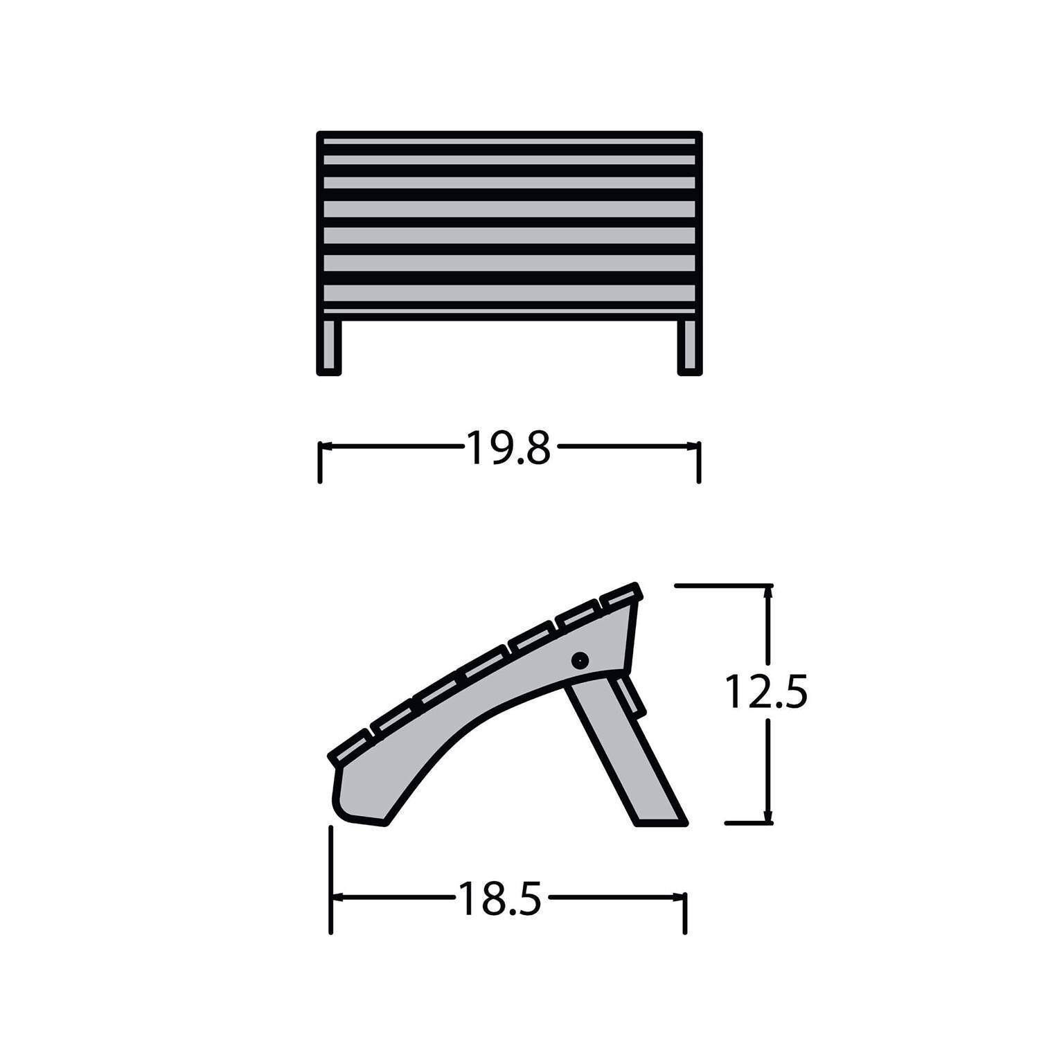 Lakeview Folding Adirondack Ottoman - Rustic Red - Dimensions thumbnail