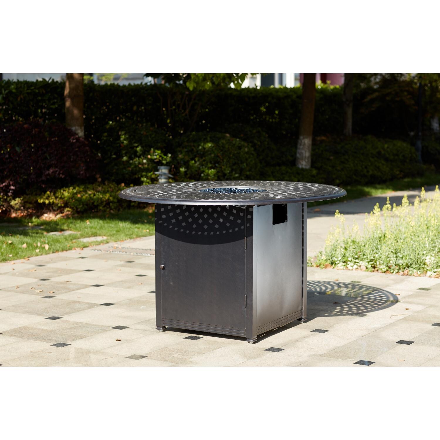 Darlee 201650-7PC-60GHD Madison Cast Aluminum 60 Inch Round Counter Height Fire Pit Dining Table thumbnail