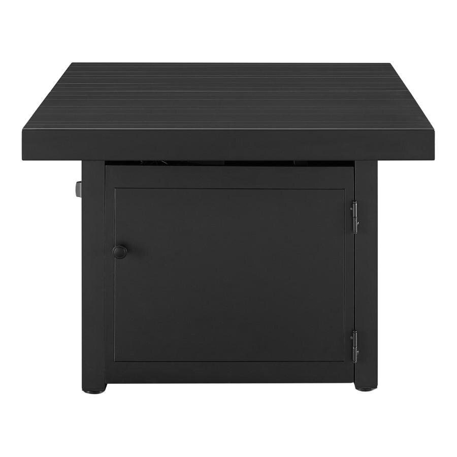 Plank and Hide 34 inch Square Functional Fire Pit Table in Black Iron - Black 90003-BLA-1-BLA-3 - Closed Long View thumbnail
