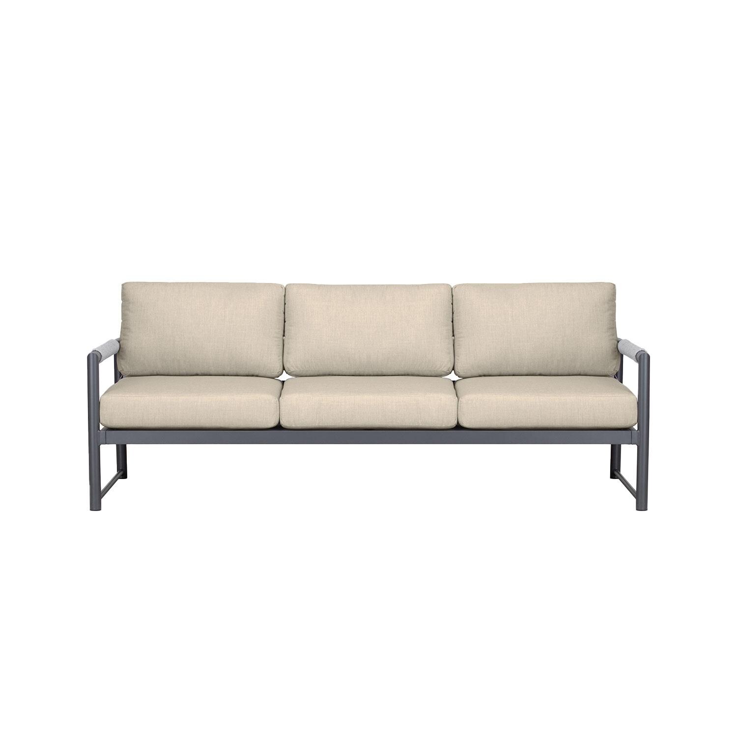 Avenue Bay 3 Person Aluminum Sofa in Slate/Canvas Flax by Lakeview Outdoor Designs