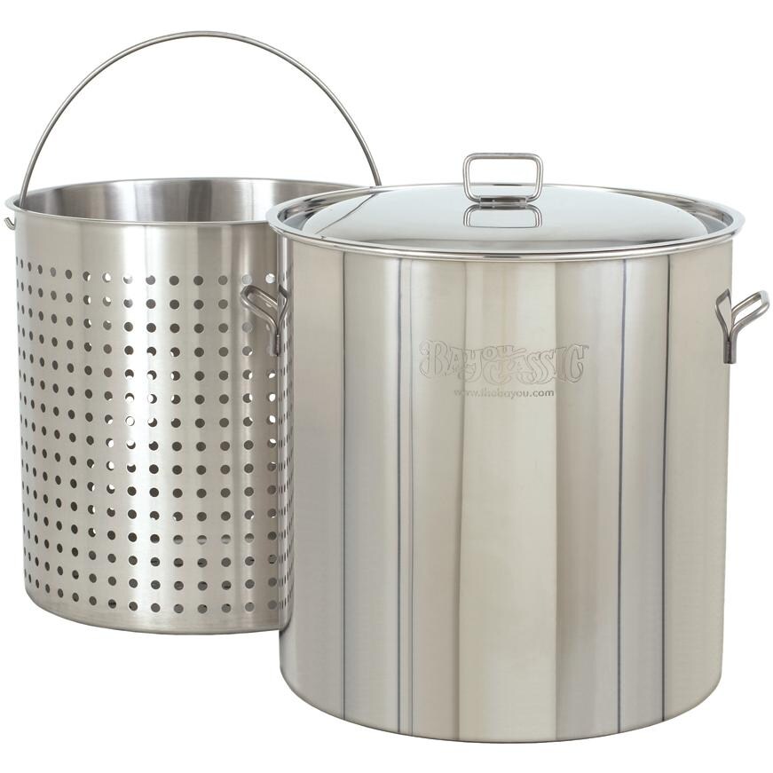 Bayou Classic 142 Quart Stainless Steel Stockpot With Full Sized Basket