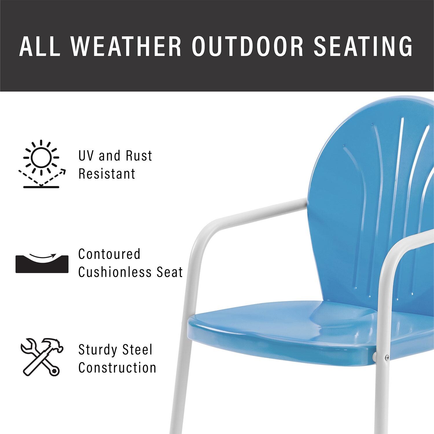 Ultimate Patio UP-32241BL 3Pc Retro Outdoor Bistro Set in Sky Blue - Weather Resistant - Diagram thumbnail
