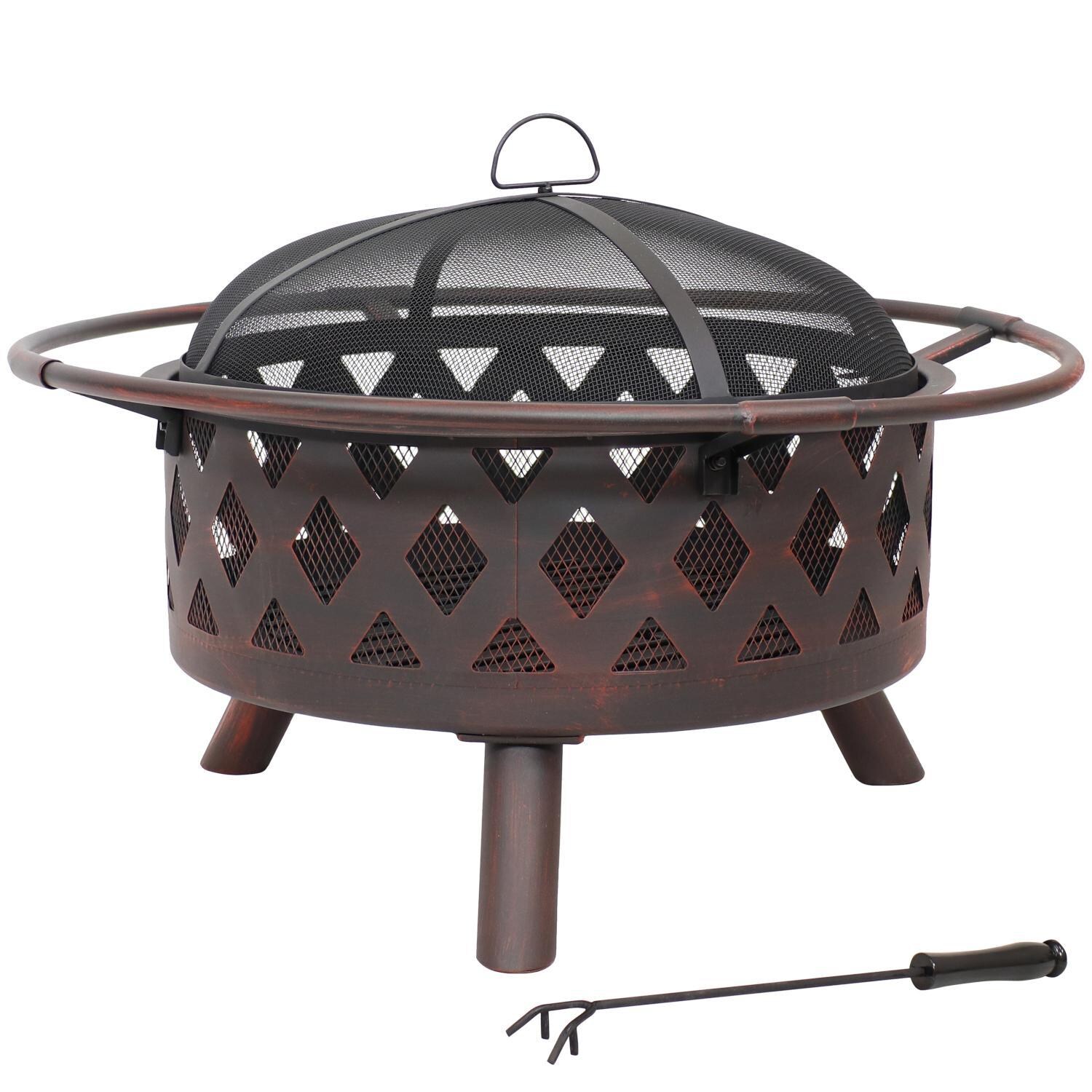 Ultimate Patio 30-Inch Crossweave Steel Wood Burning Fire Pit - Front View thumbnail