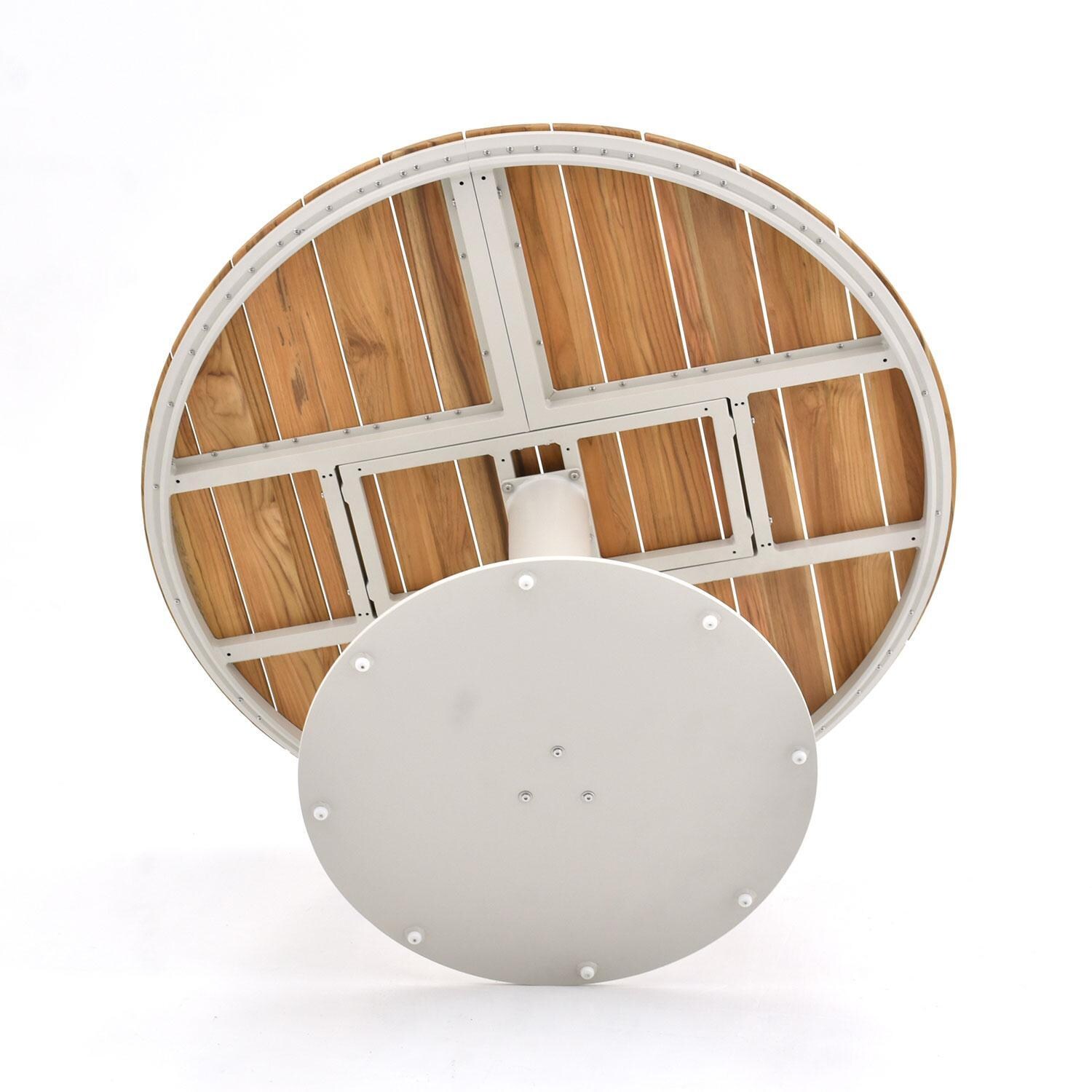 Avery Island 48 Inch Aluminum Dining Table by Lakeview Outdoor Designs - Bottom View - White Background thumbnail