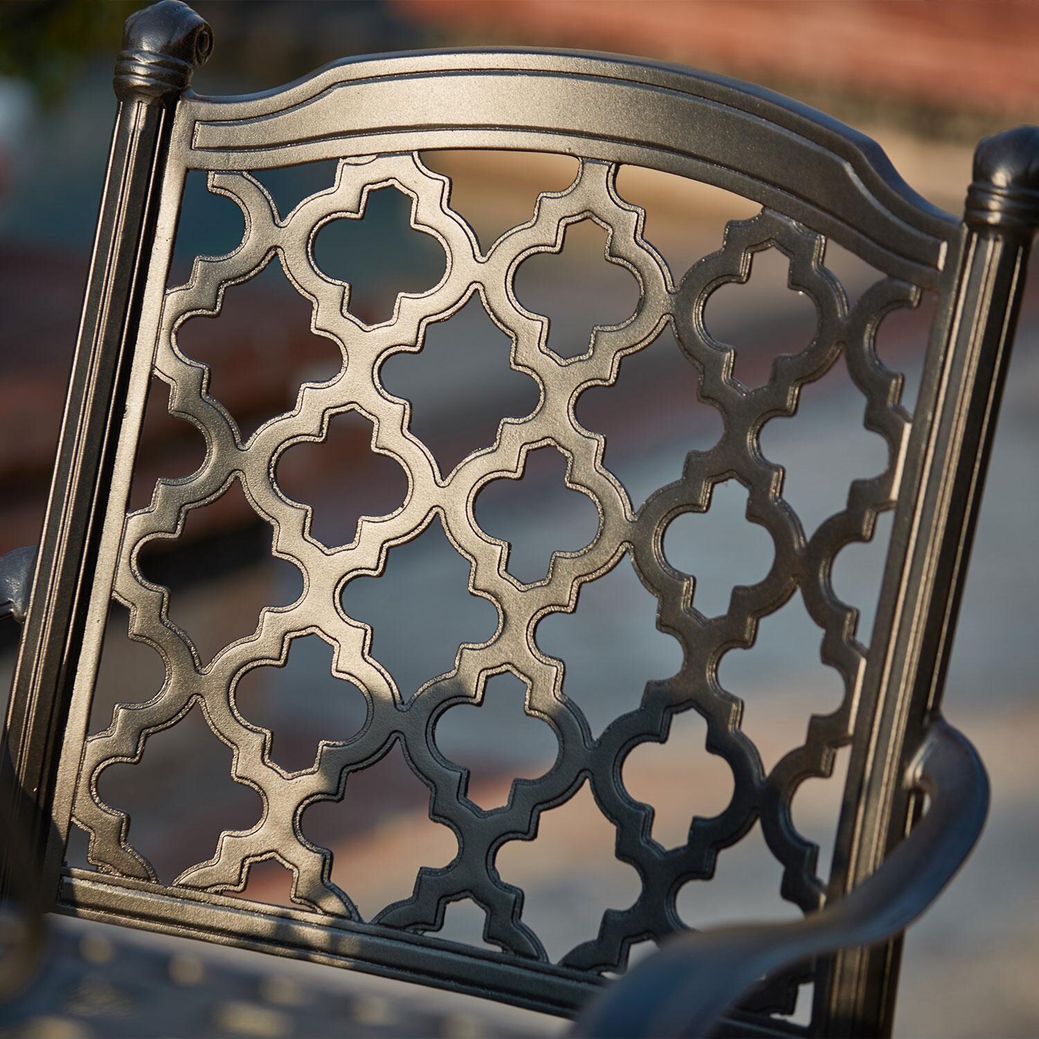 Madison 9 Piece Cast Aluminum Patio Dining Set W/ 60 Inch Square Table By Darlee - Dining Chair - Material - Detail thumbnail