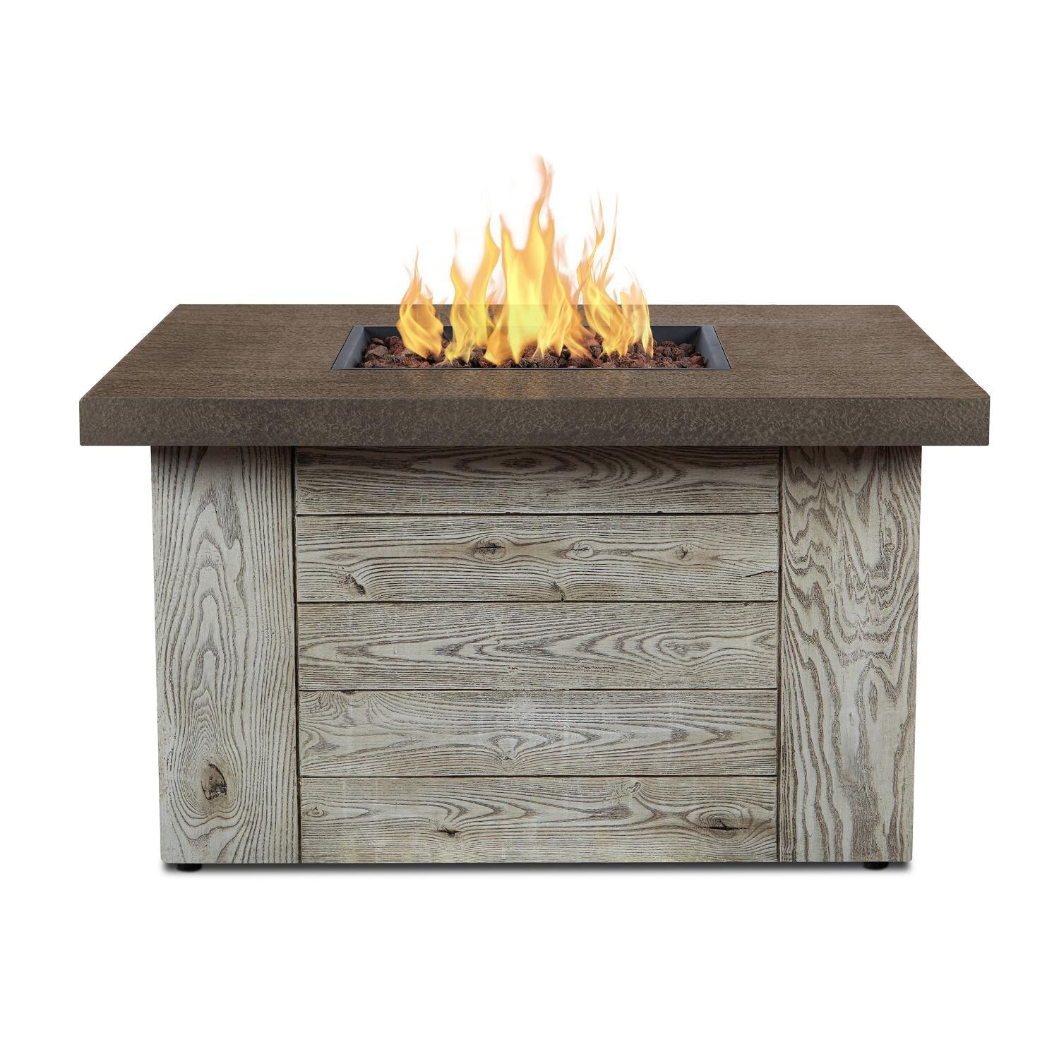 Lakeview Outdoor Designs SC-C1600LP-WGR Rusticview 42-Inch Square Propane Fire Pit Table - Weathered Gray - Front View thumbnail