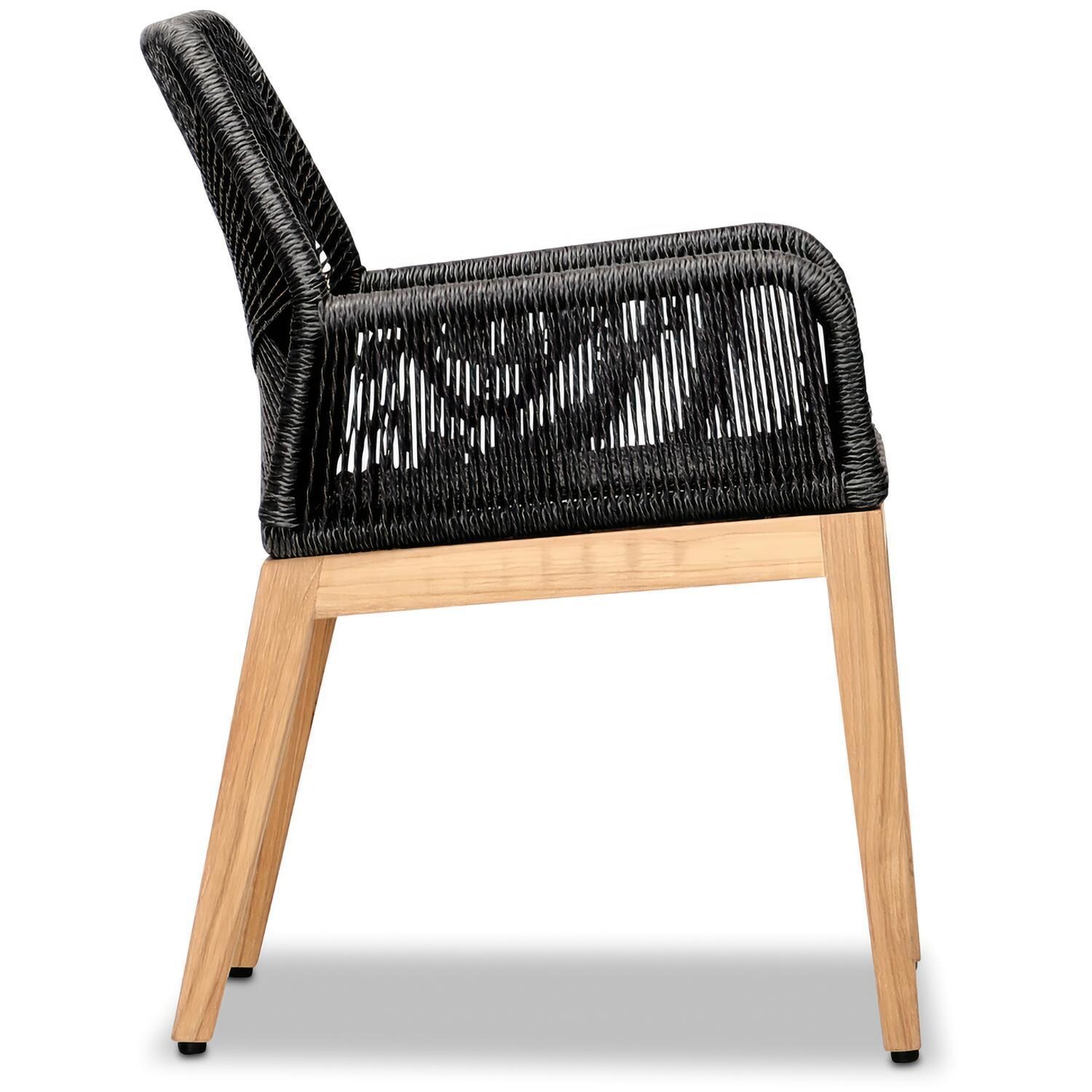 Wood Grove Reclaimed Teak and Rope Dining Arm Chair By Lakeview - Side View - White Background thumbnail