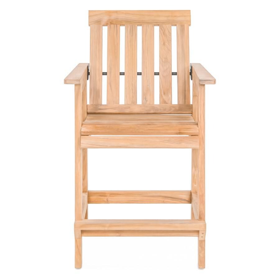 Teak + Table Monday Teak Patio Reclining Bar Stool - Front - White Background thumbnail