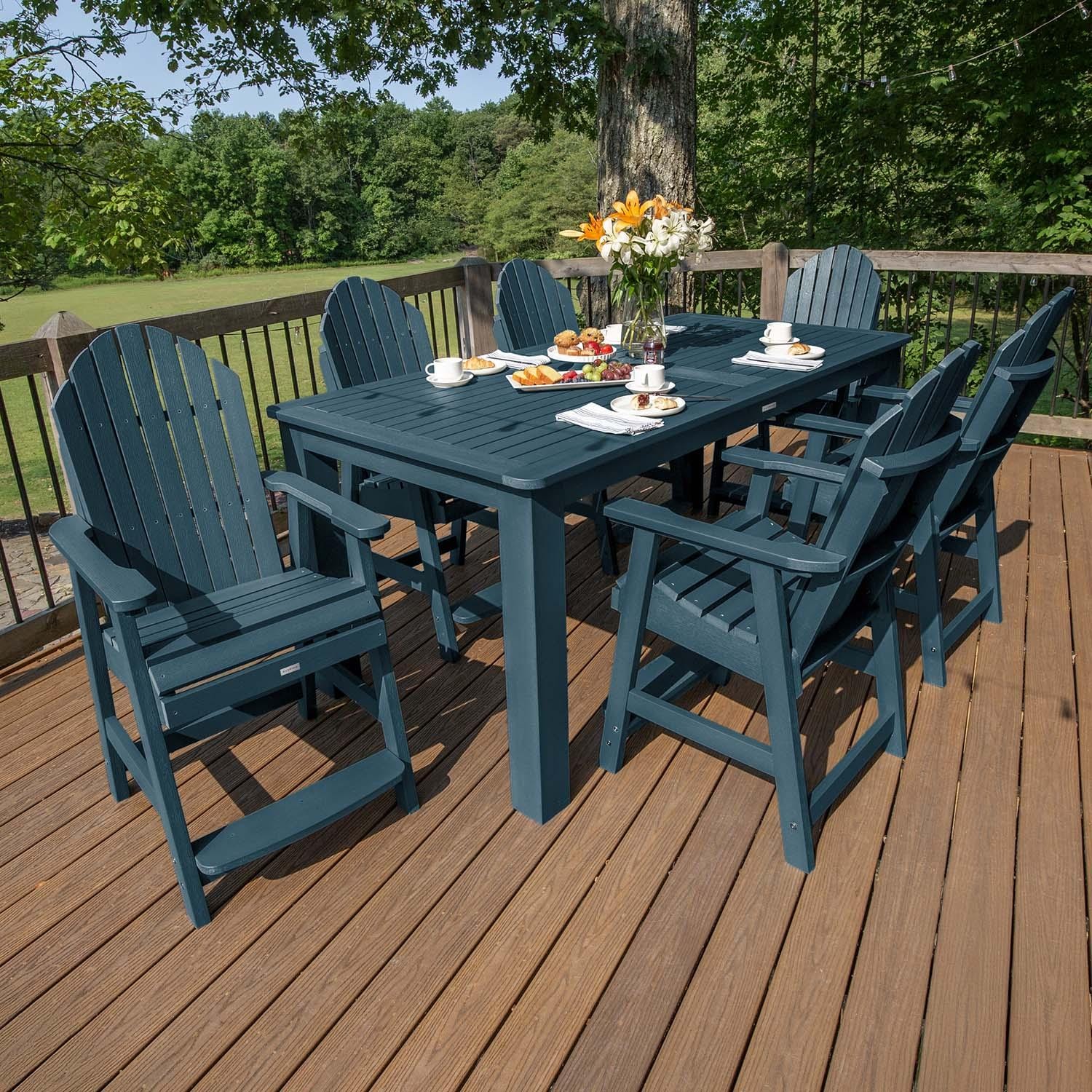 Dream Bay 7 Pc Recycled Plastic Counter Height Dining Set in Nantucket Blue by Lakeview