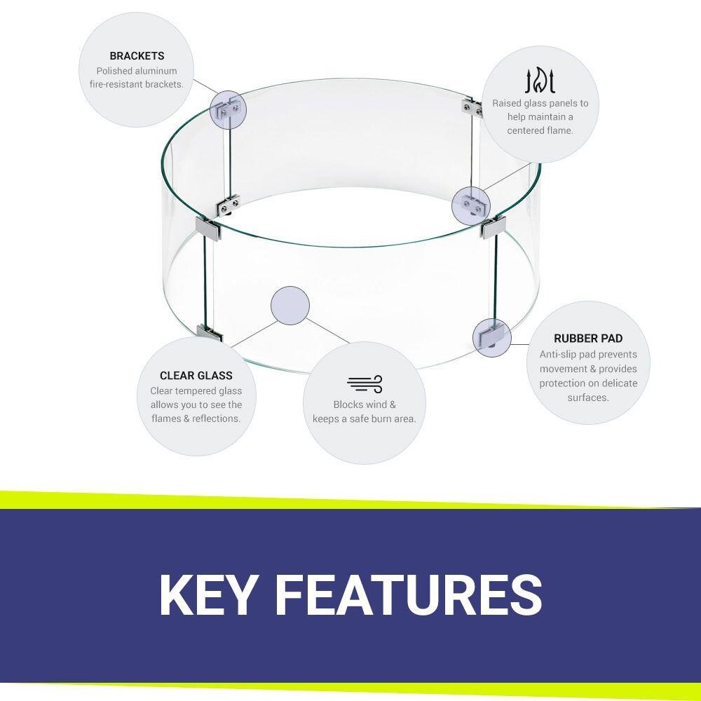 BBQGuys Signature FG-RSP-19 Polished Glass Flame Guard for 19-Inch Round Drop-In Fire Pit Pans - Feature Bullets thumbnail