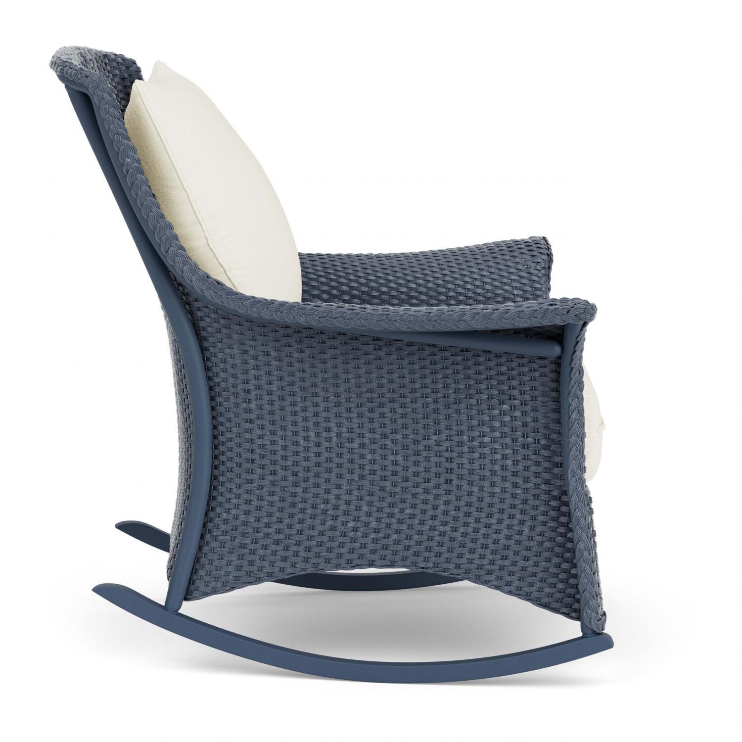Lloyd Flanders Mandalay Lounge Rocker In Denim Blue Finish With Sailcloth Salt Fabric - Side thumbnail