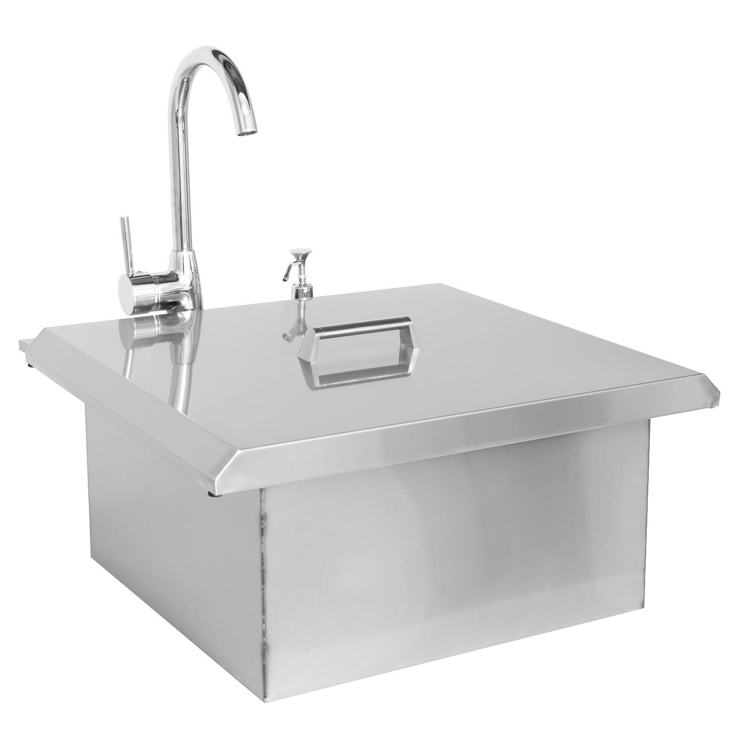 Outdoor Sink Stations Bar Sinks And Accessories Bbq Guys Bbqguys Sonoma 21 Inch Outdoor Rated Stainless Steel Drop In Sink With Hot