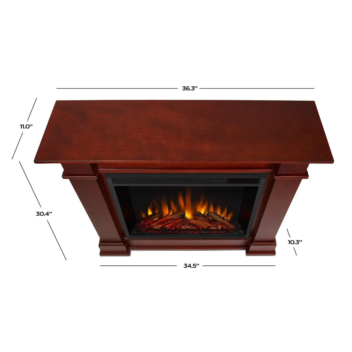 Real Flame - 1220E-DE - Devin Petite 36-Inch Electric Fireplace With Mantel - Dark Espresso - Overall Dimensions thumbnail