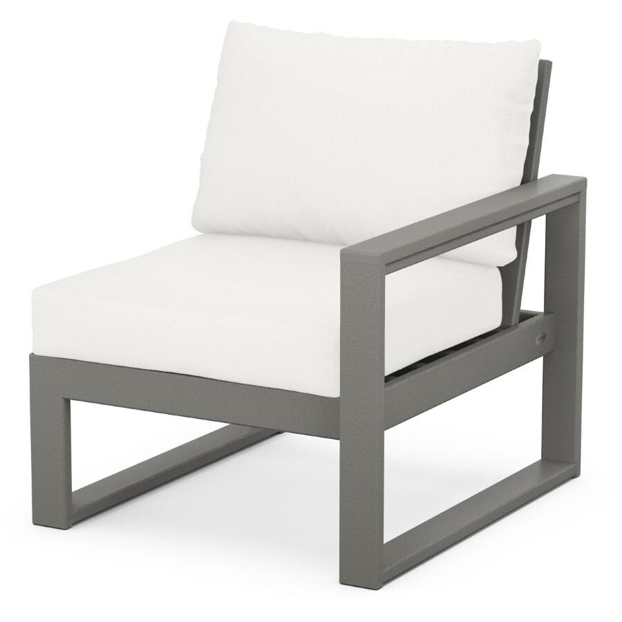 POLYWOOD EDGE 4-Piece Modular Deep Seating Set in Slate Grey / Natural Linen - Right Arm Chair