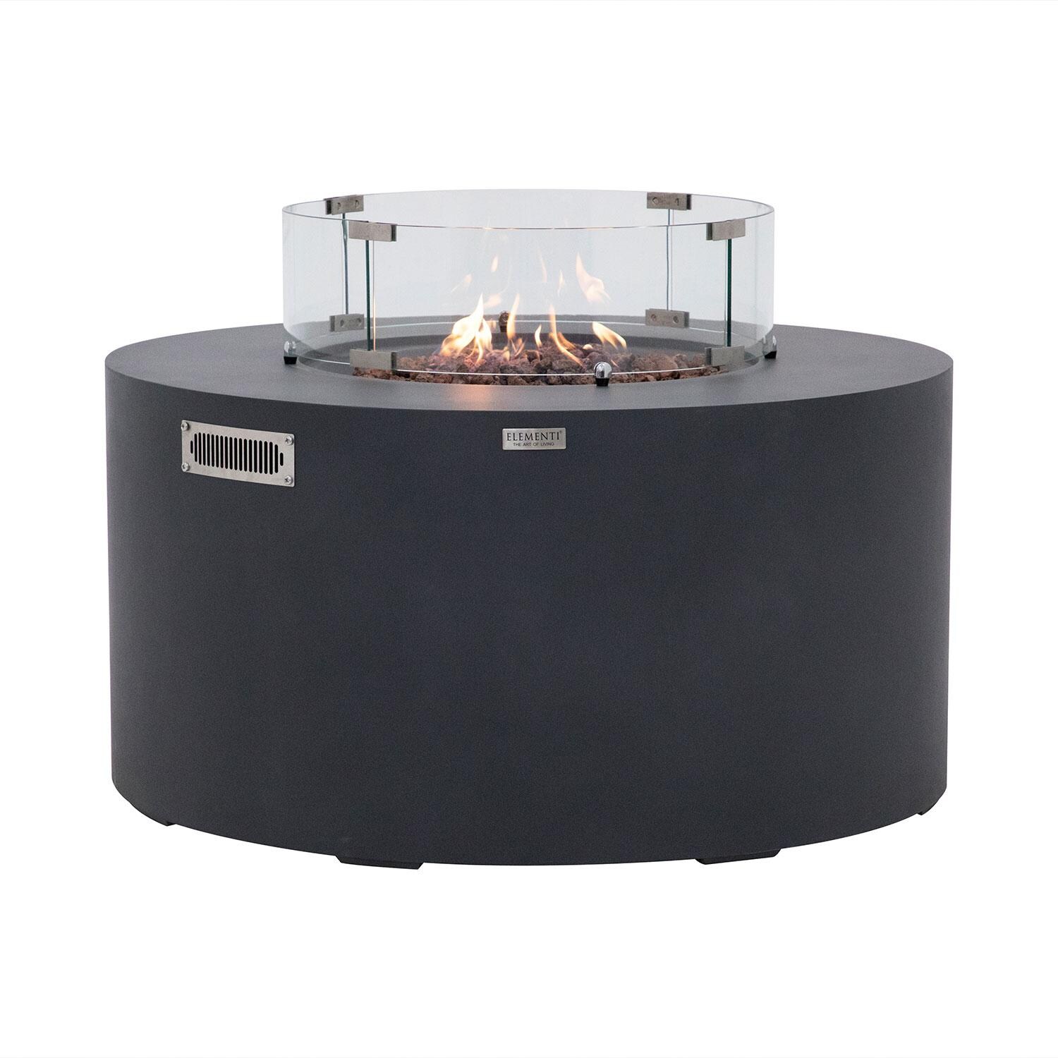 Elementi OFG311DG-LP Pacaya 43-in Liquid Propane Concrete Fire Table with Hidden Tank in Dark Grey - Wind Guard - On - White Background thumbnail