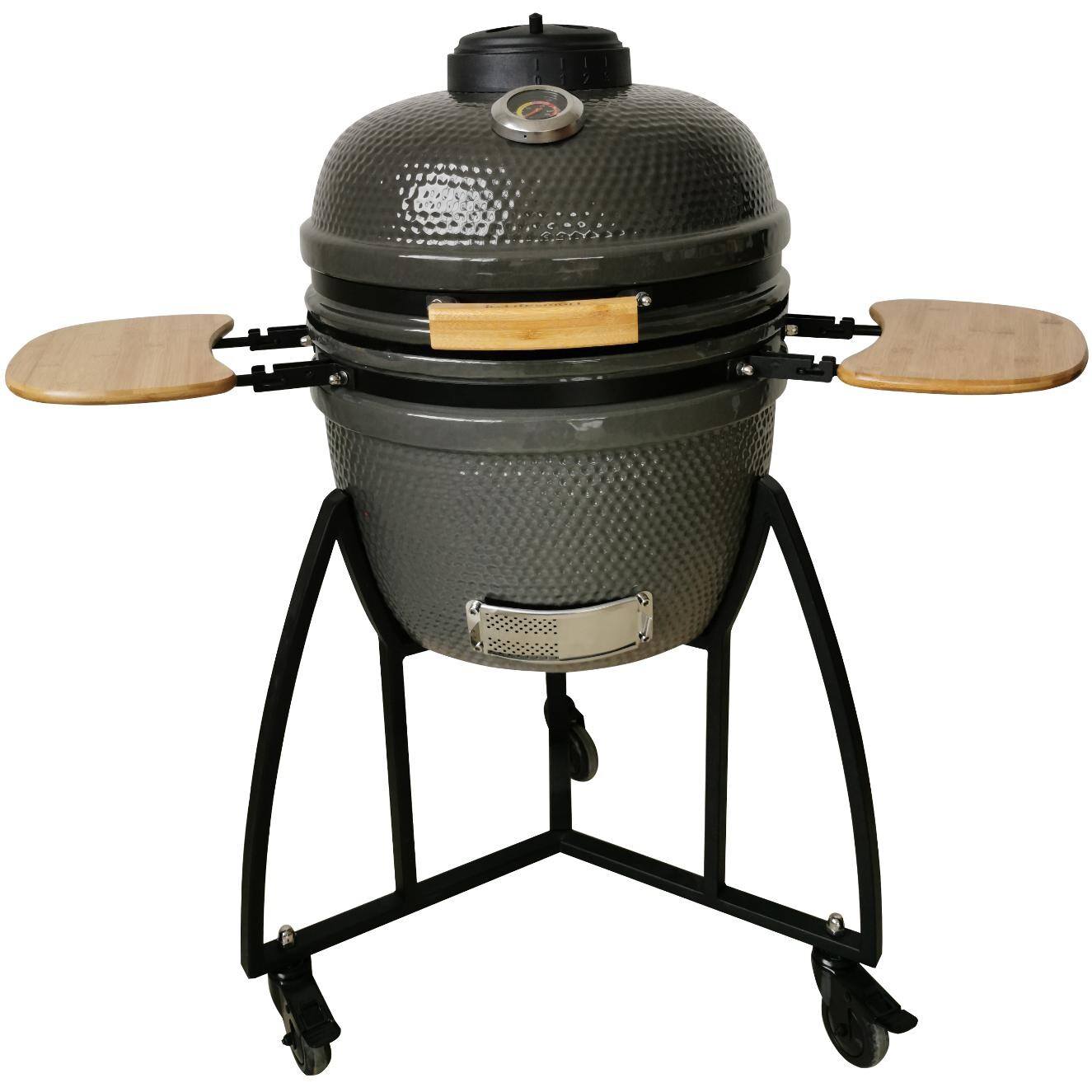 Lifesmart 18-Inch Ceramic Kamado Grill With 5-Piece Accessory Bundle - Gray - SCS-K18AHGRY