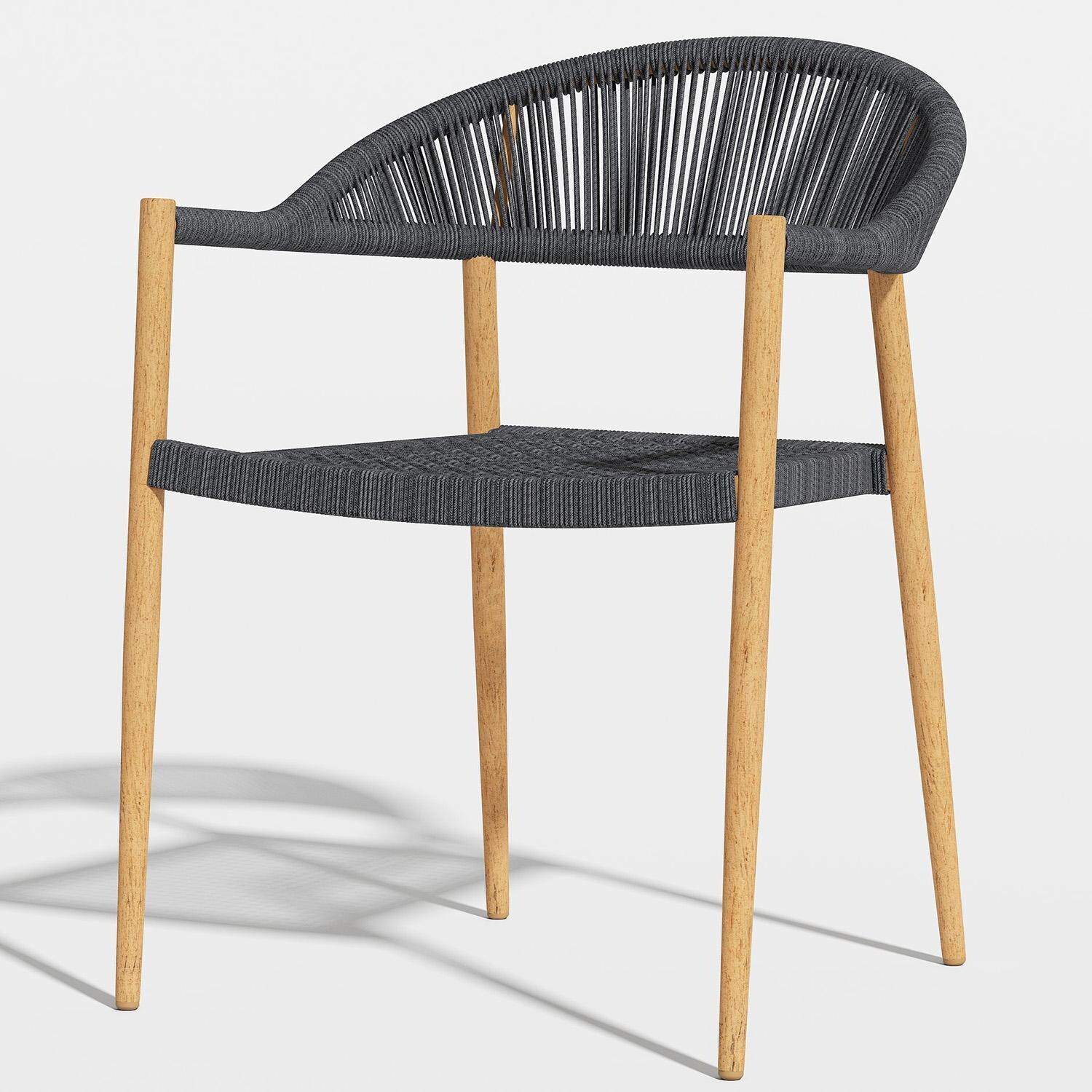 Lakeview Outdoor Designs LV-352-7 Eden Isle 7 Pc Aluminum Dining Set in Natural Wood - Chair - White Background thumbnail