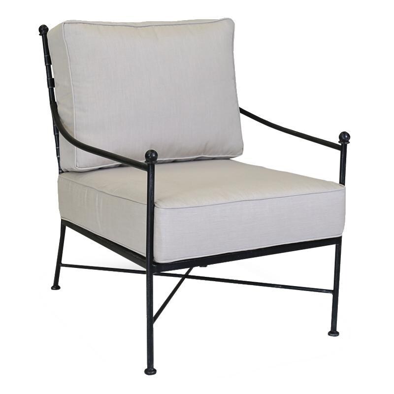 Provence Wrought Iron Patio Club Chair - Front View - White Background thumbnail