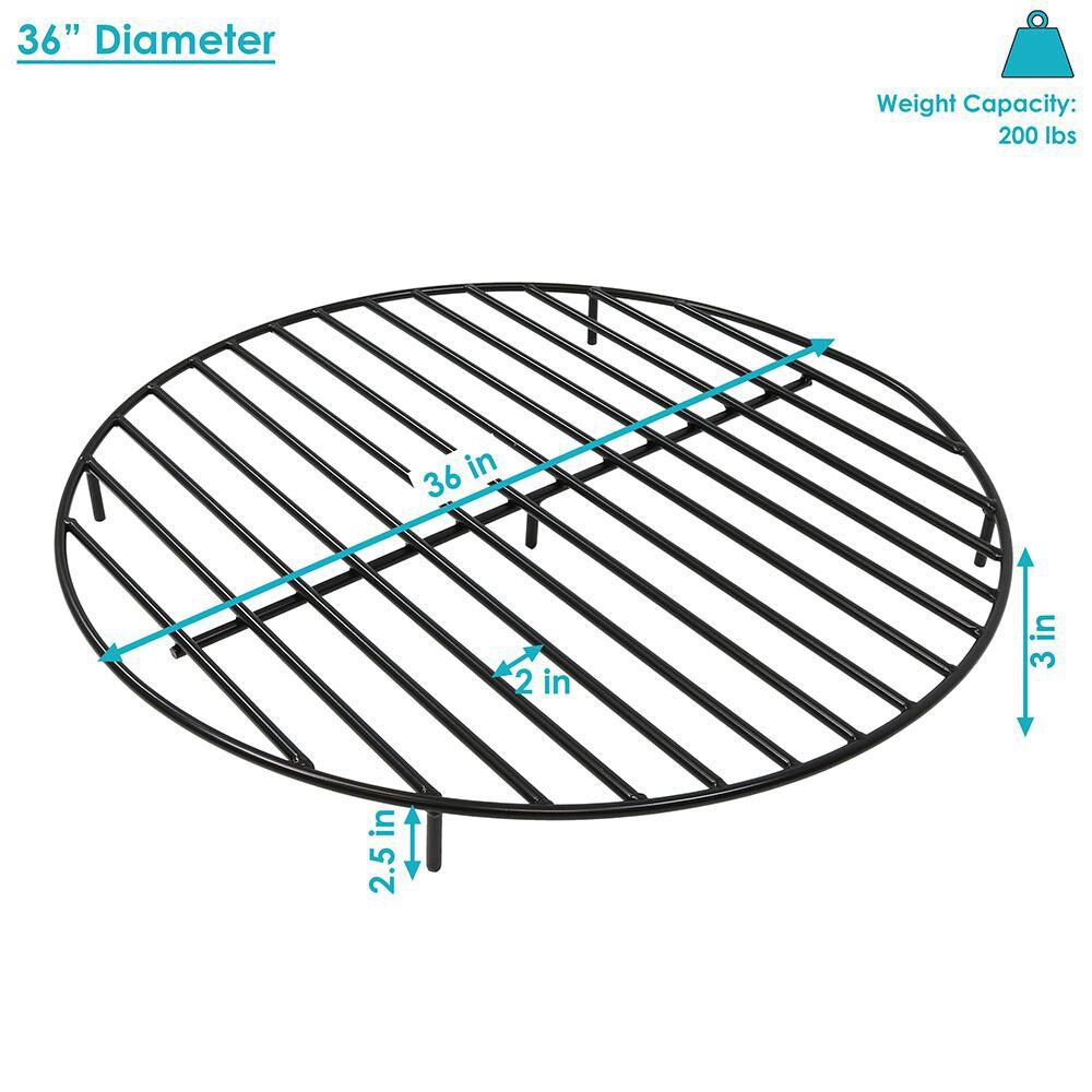 Ultimate Patio 36-Inch Round Steel Outdoor Fire Pit Grate - Dimensions thumbnail