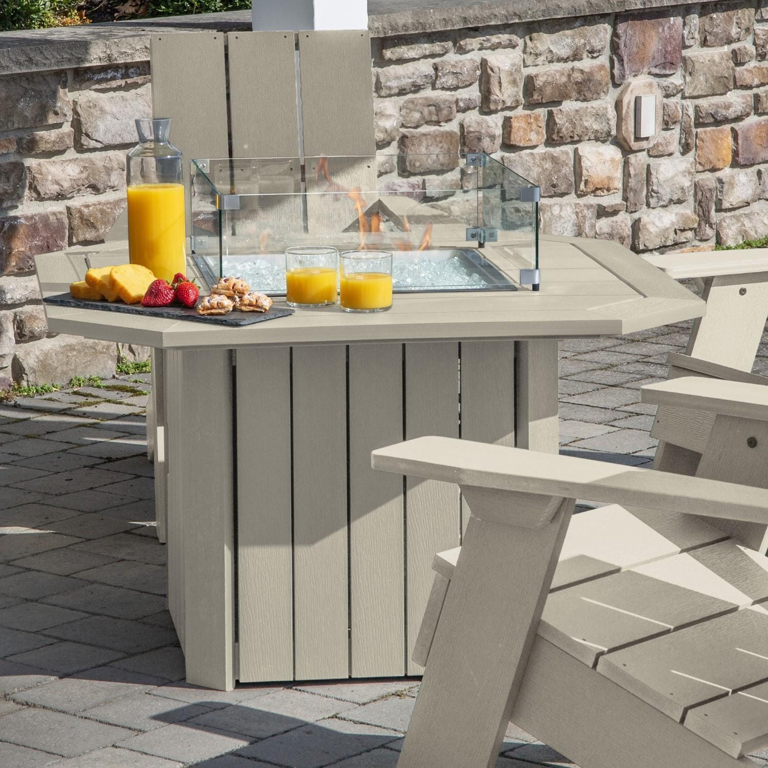 Harborview 5 Pc Recycled Plastic Adirondack Seating Set w/ Fire