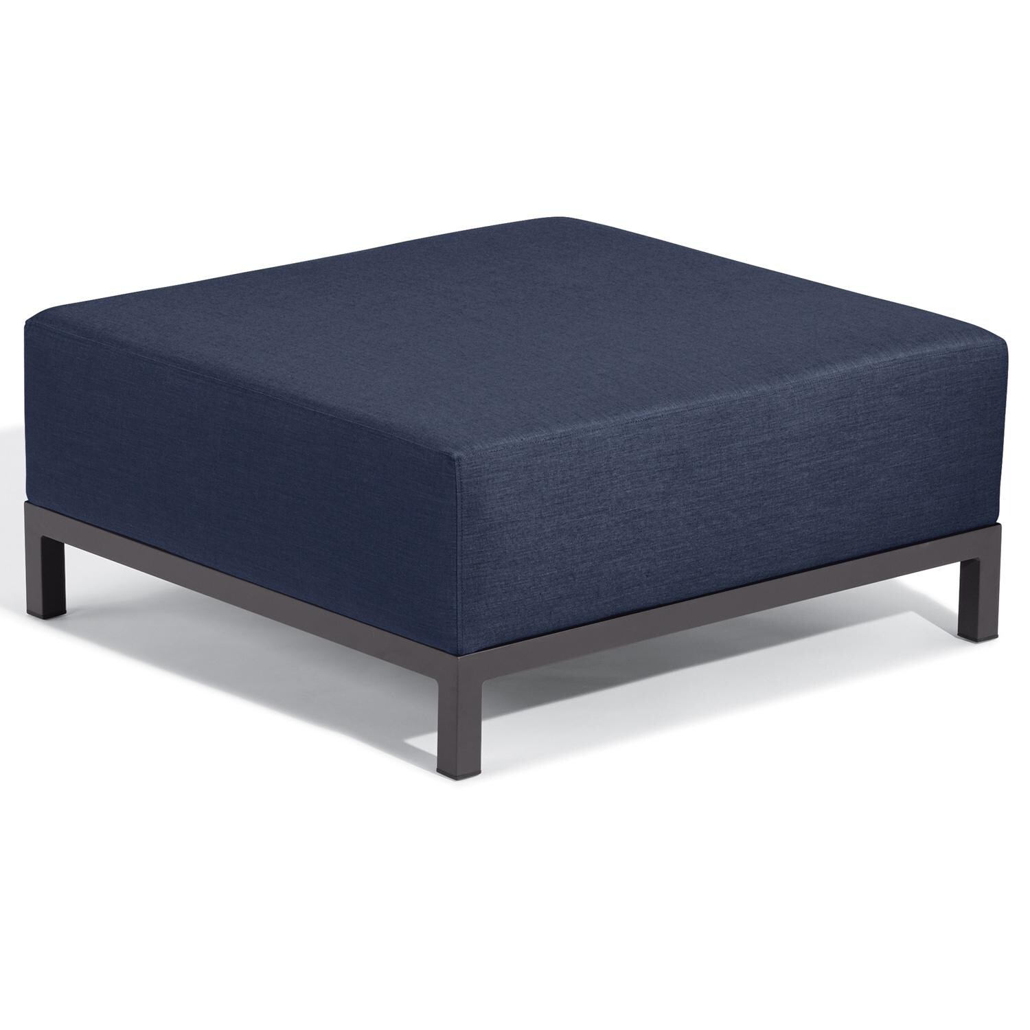Koral Aluminum Ottoman in Carbon/Spectrum Indigo by Oxford Garden