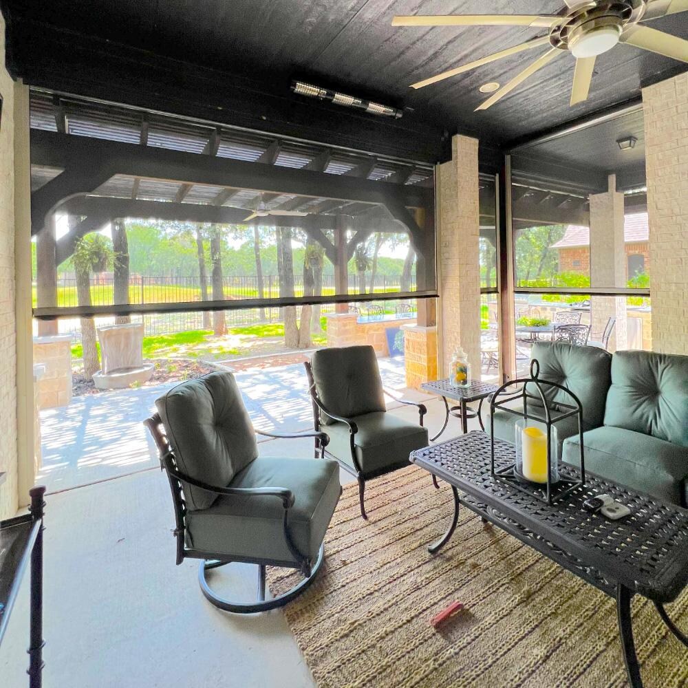 RADtec T6000/12R2 Torrid Series 56-in 6000W Electric Infrared Patio Heater - Seating Area - Lifestyle thumbnail