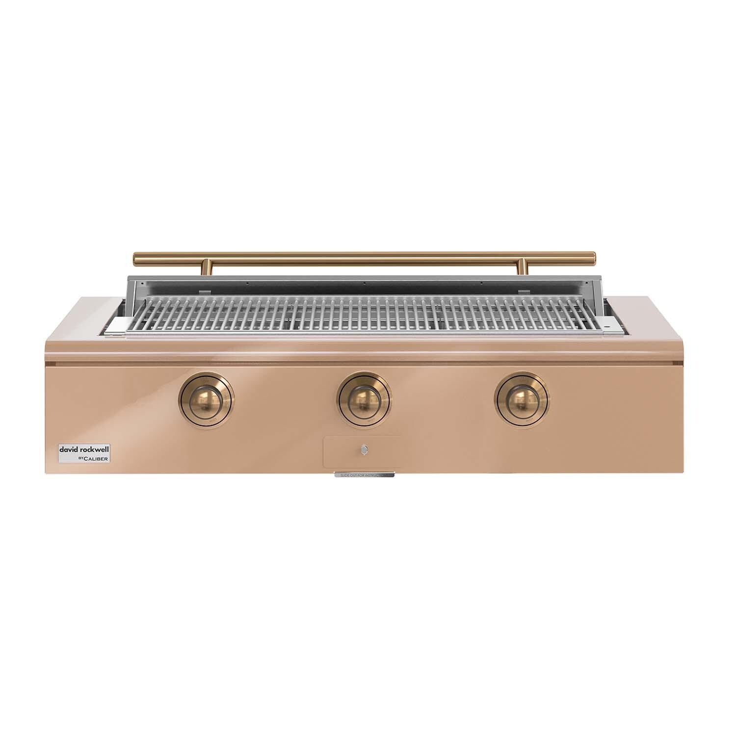 Caliber CRG-48BN00-A-179-H08 48-in Natural Gas Built-In Rockwell Grill - Champagne w/ Gold Hardware - White Background thumbnail
