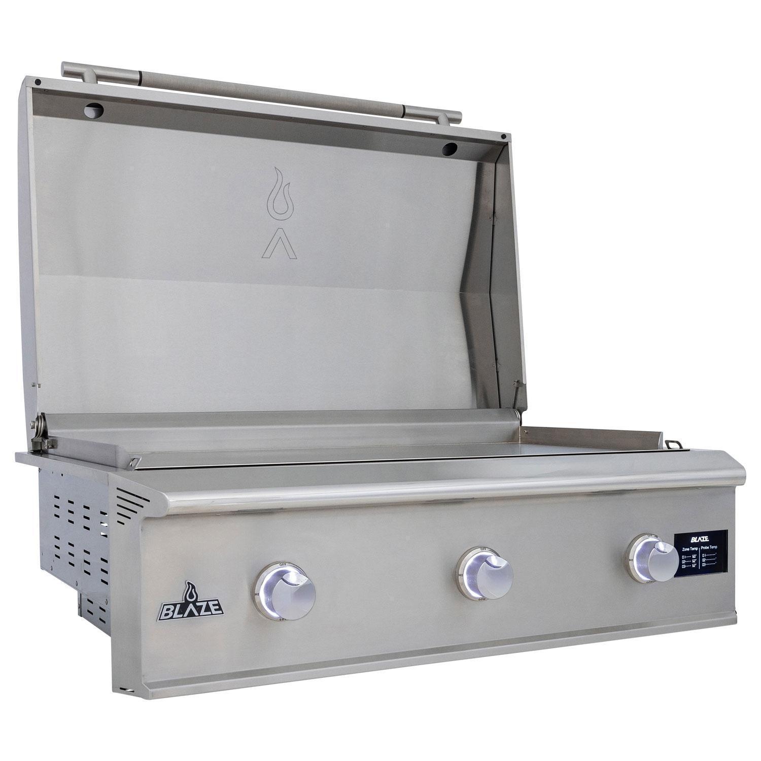 Blaze BLZ-GRIDDLE40-NG Natural Gas Griddle - Knob Lights Off - Angled - White Background thumbnail