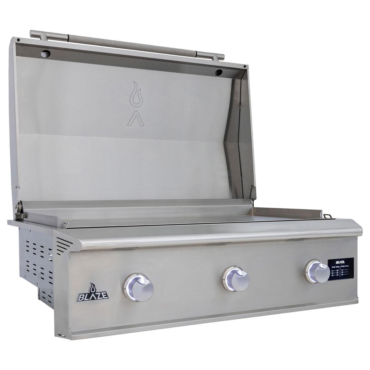 Blaze BLZ-GRIDDLE40-NG Natural Gas Griddle - Knob Lights Off - Angled - White Background thumbnail