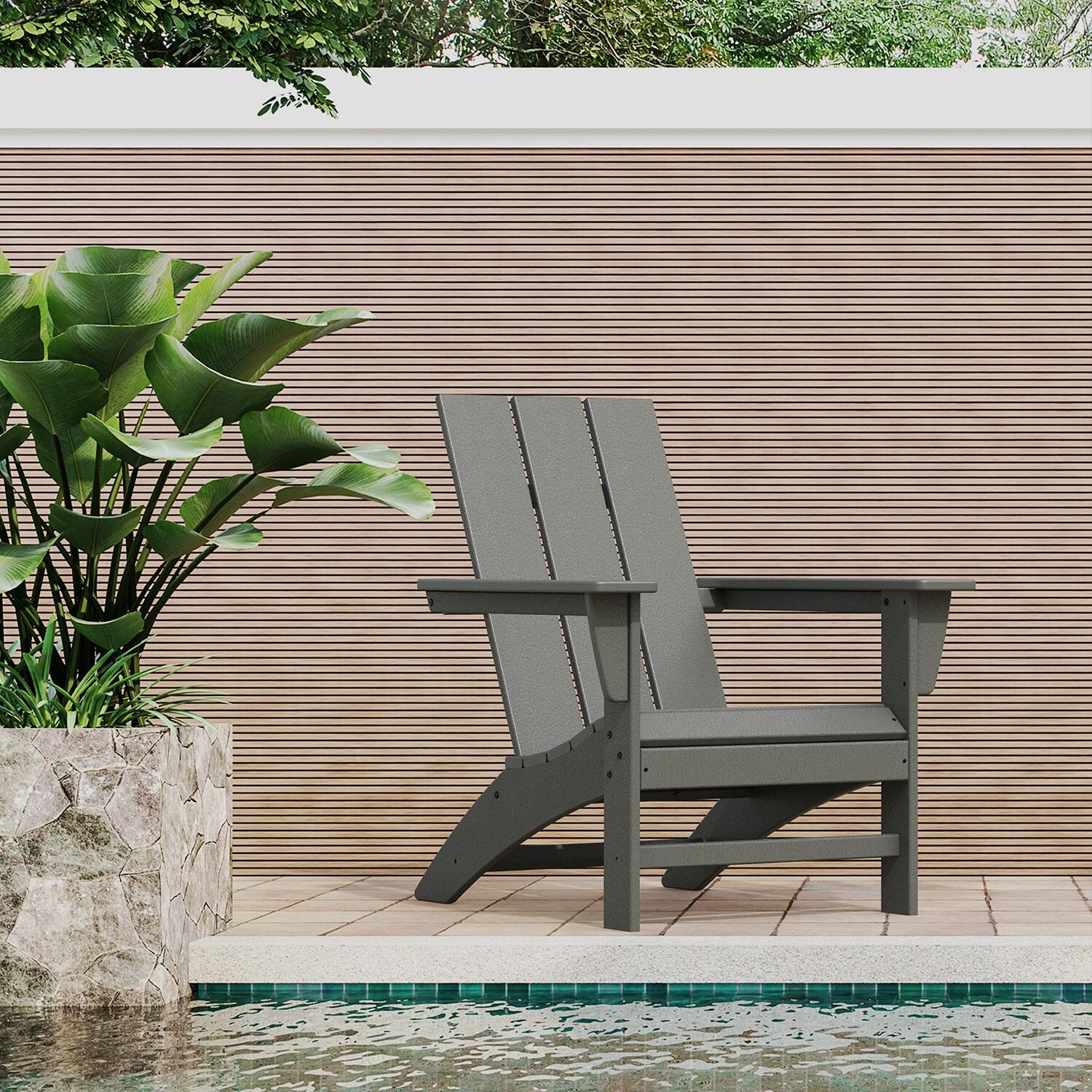 Modern Recycled Plastic Adirondack in Slate Gray by POLYWOOD