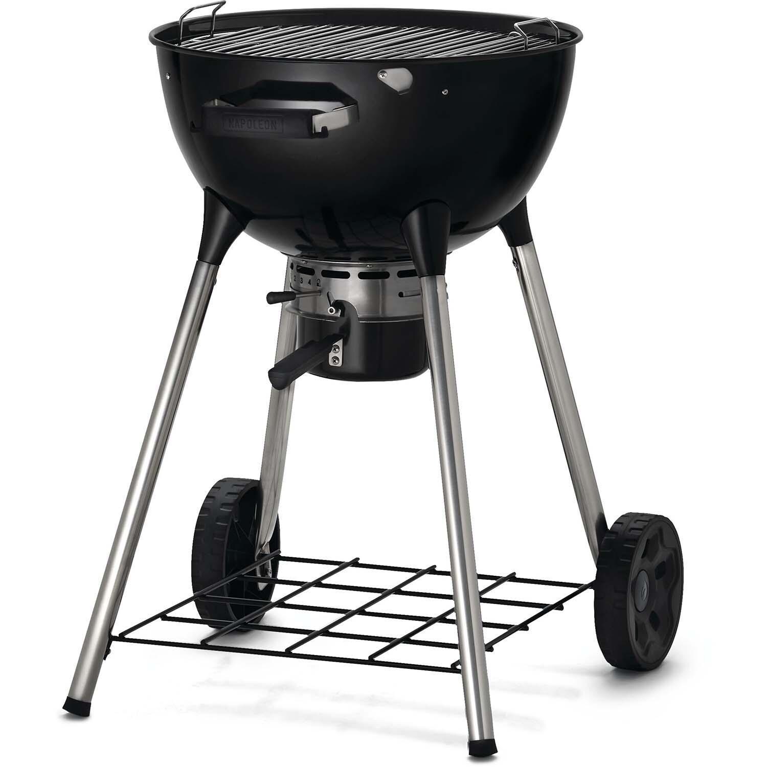 Napoleon NK18K-LEG-3 18 Inch Charcoal Kettle Grill - Black - Lid Off - White Background thumbnail