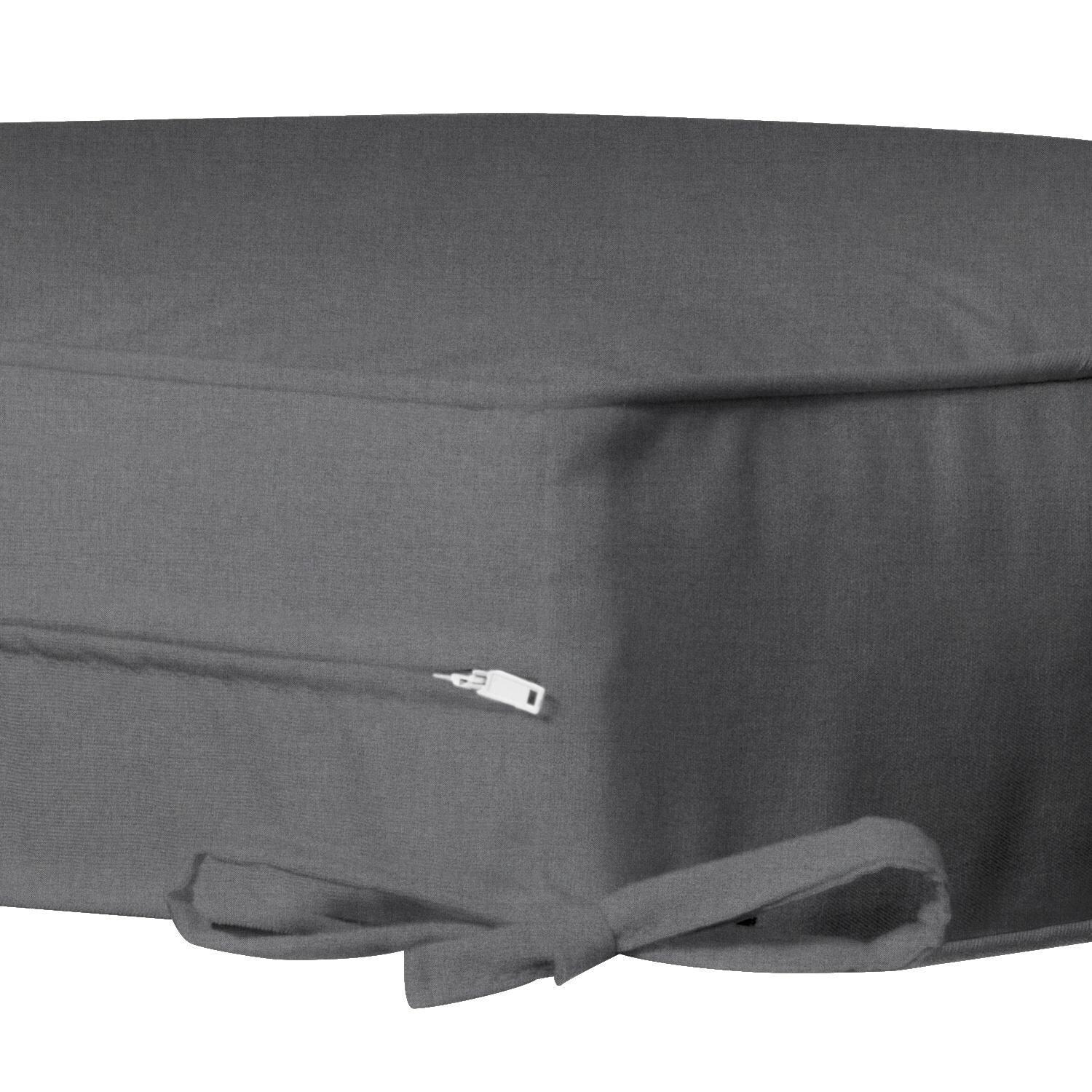 Sunbrella Cast Slate Small Outdoor Replacement Ottoman Cushion W/ Piping By UltimatePatio.com - Zipper and Tie Detail thumbnail