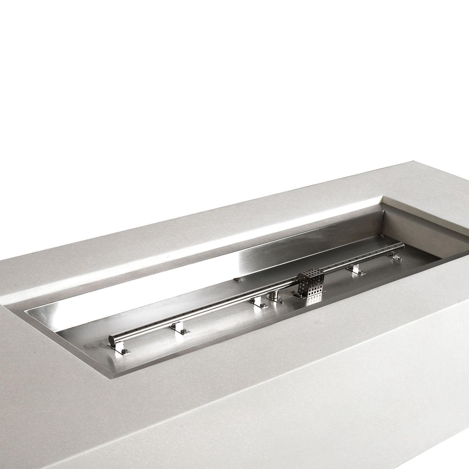 Glenwood 72-in Rectangular Concrete Natural Gas Fire Pit in White by Lakeview Outdoor Designs - Burner - Detail thumbnail